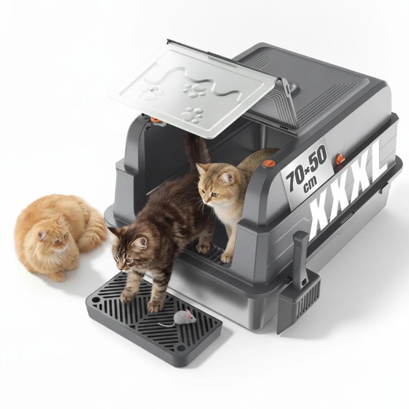 Litière Chat Design Fermé Inox HOMALL