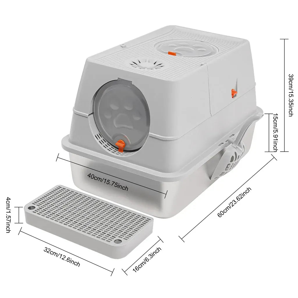 Litière Chat Fermée 28L Acier Inox