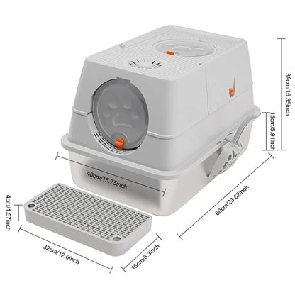 Litière Chat Fermée 28L Acier Inox
