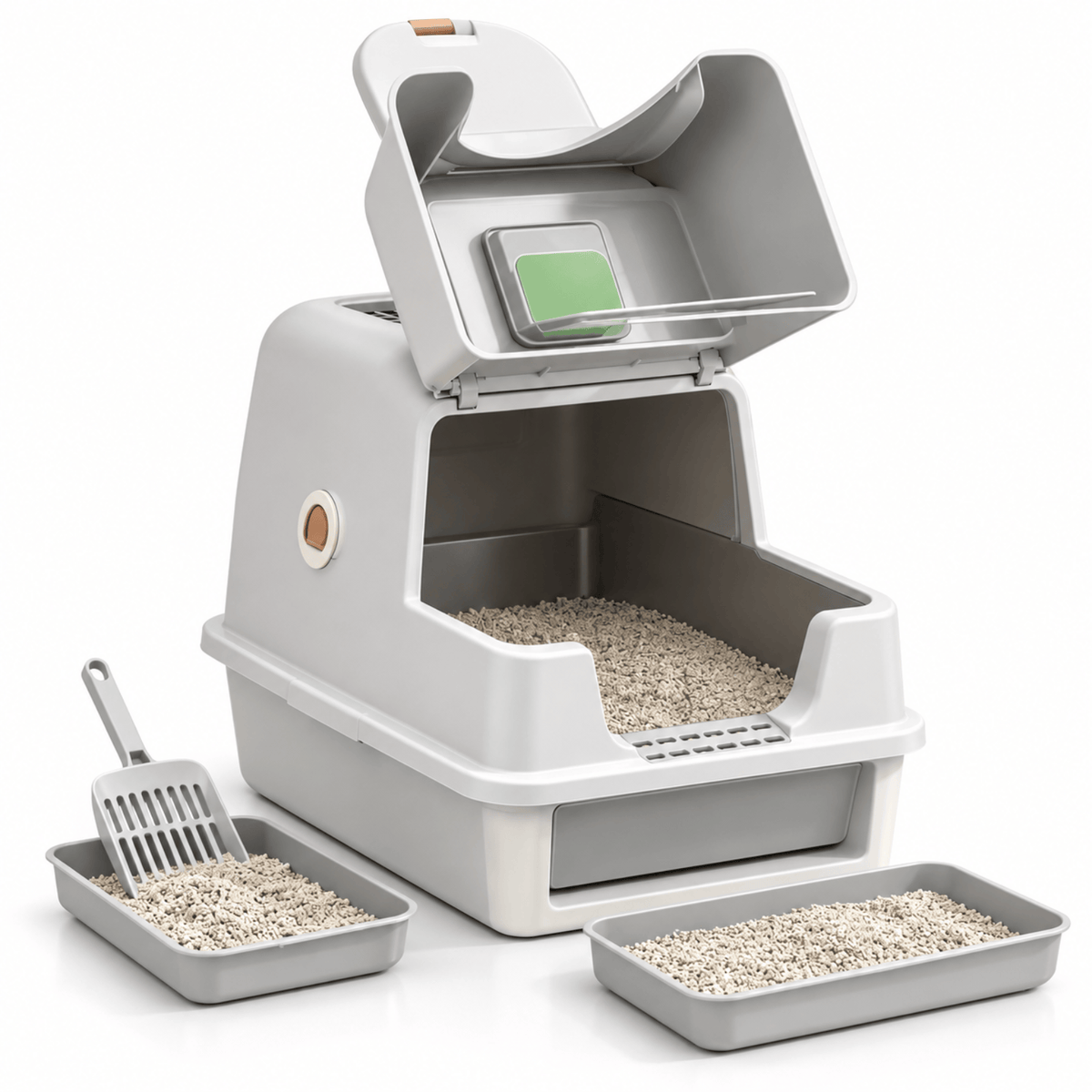 Litière Chat Fermée 28L Acier Inox