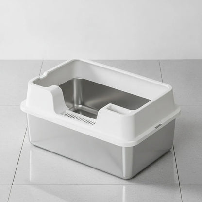 Litière Chat Fermée Inox Anti-Odeur & Anti-Projection