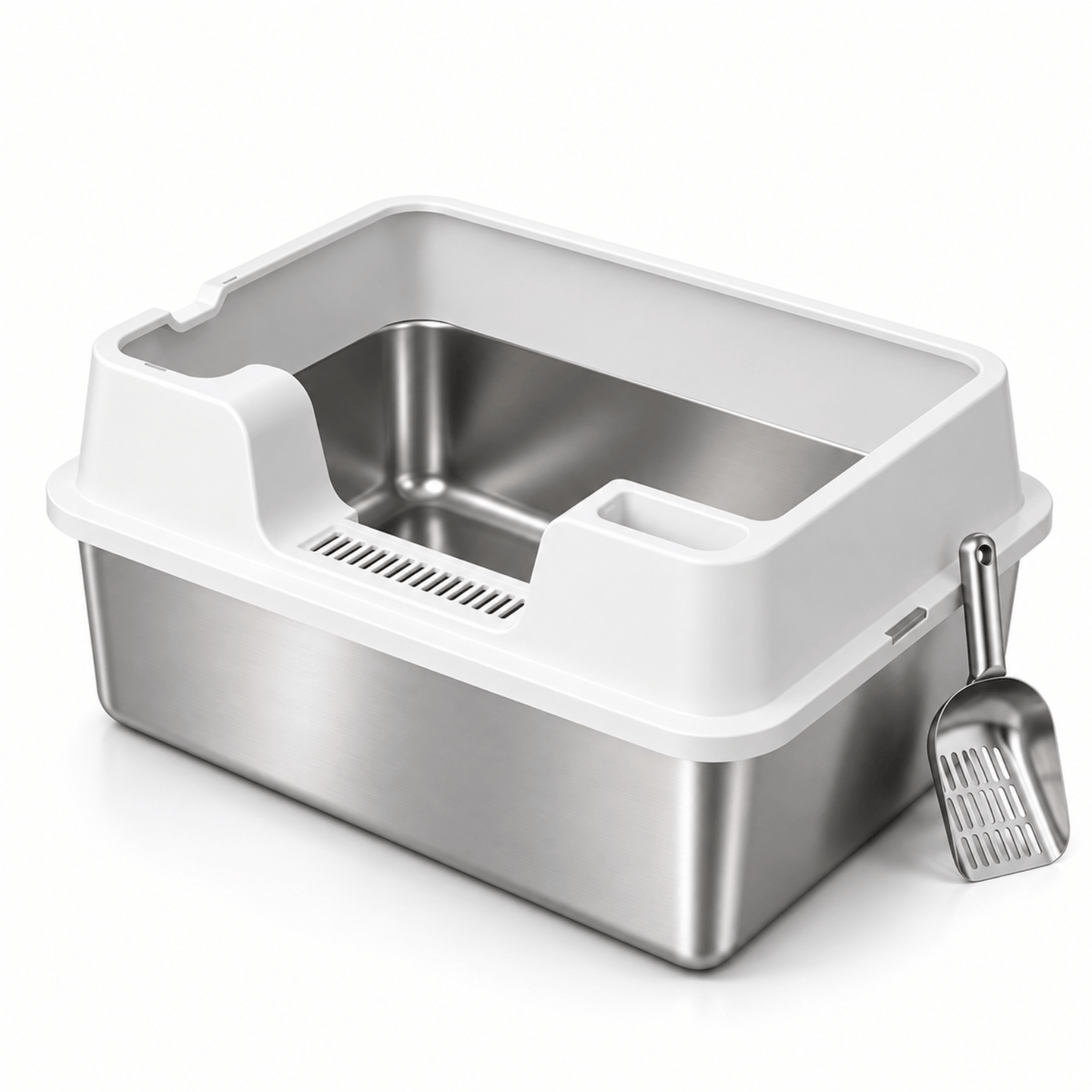 Litière Chat Fermée Inox Anti-Odeur & Anti-Projection