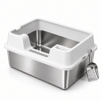 Litière Chat Fermée Inox Anti-Odeur & Anti-Projection