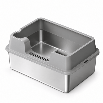 Litière Chat Fermée Inox Anti-Odeur & Anti-Projection
