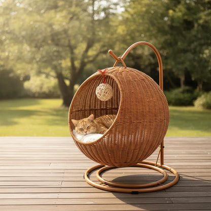 Panier Chat Suspendue en rotin
