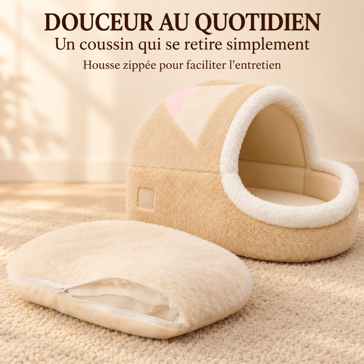 Panier Niche pour Chat – Cocon Crème