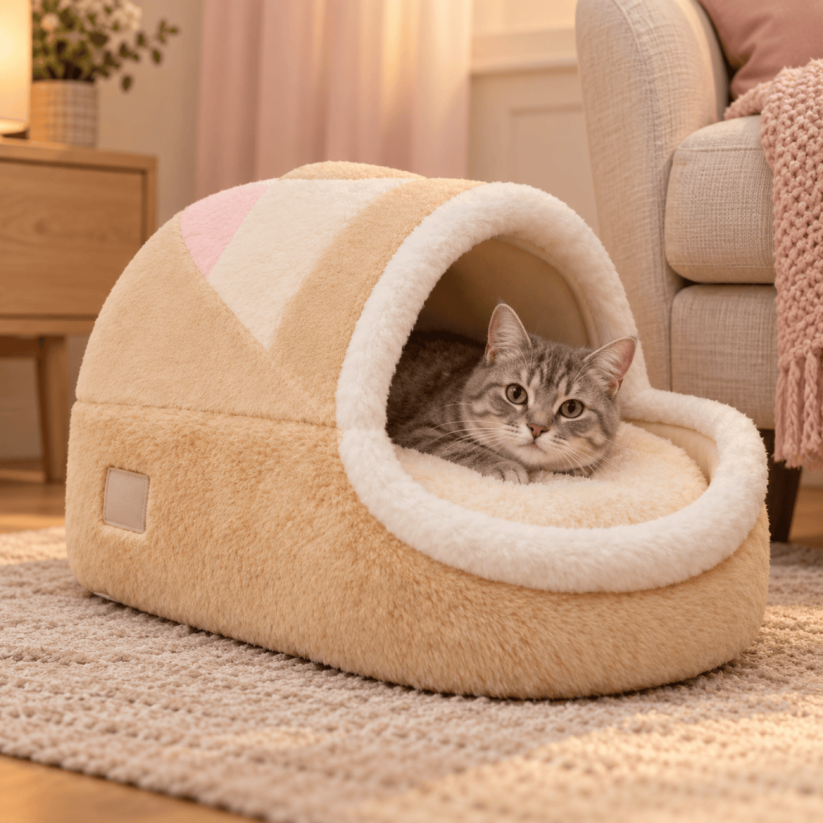 Panier Niche pour Chat – Cocon Crème