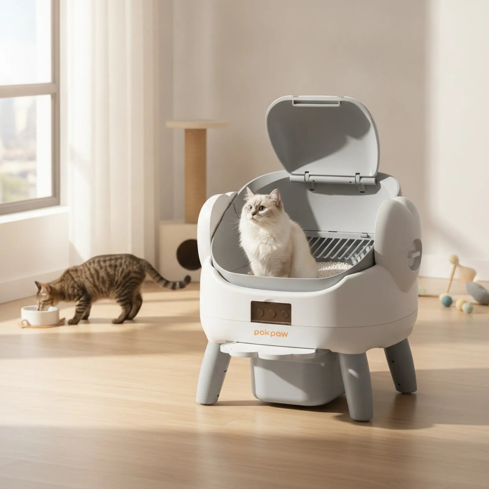 Litière Automatique Chat Pokpaw CL23 - Autonettoyante & Connectée