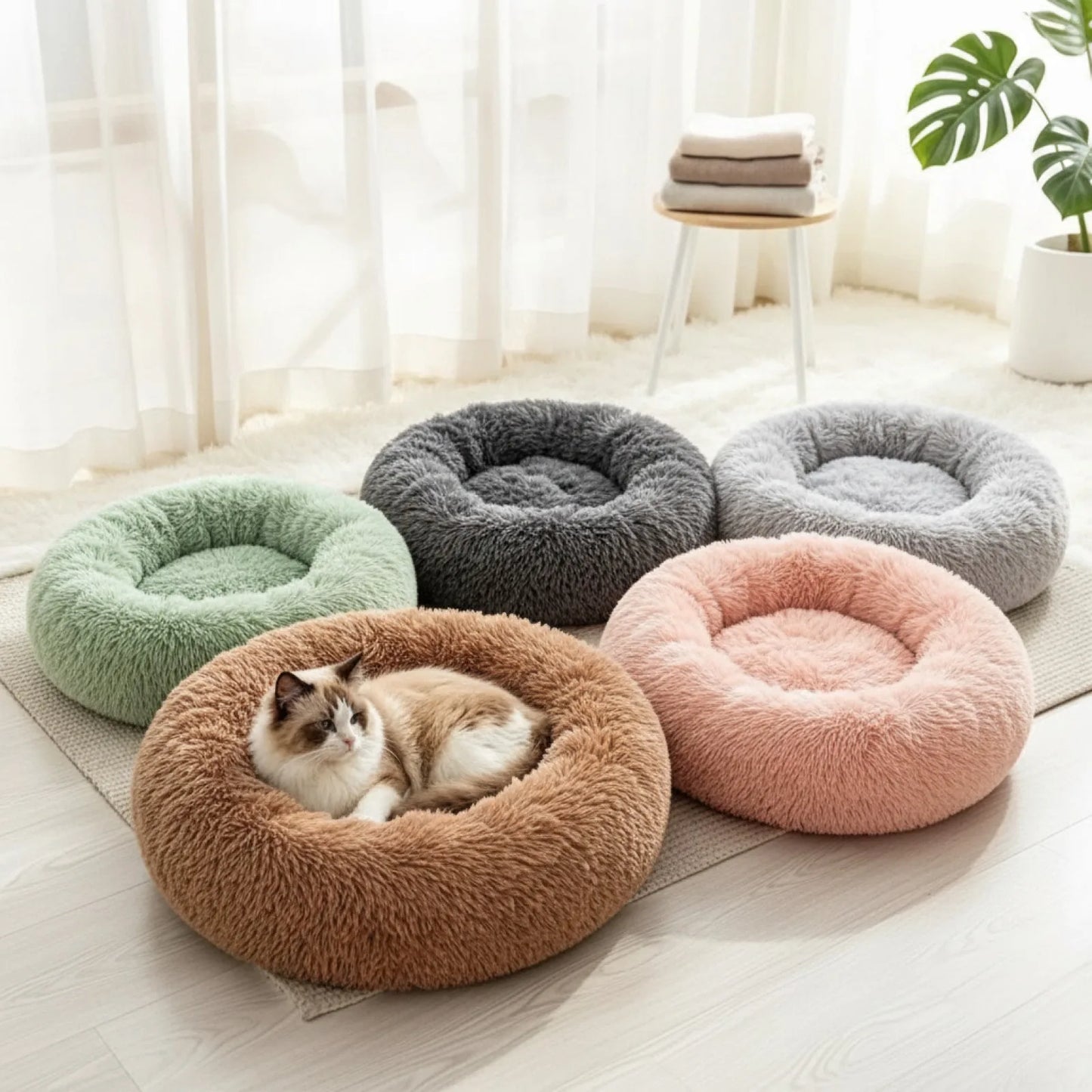 Coussin Rond Peluche pour Chat & Petit Chien