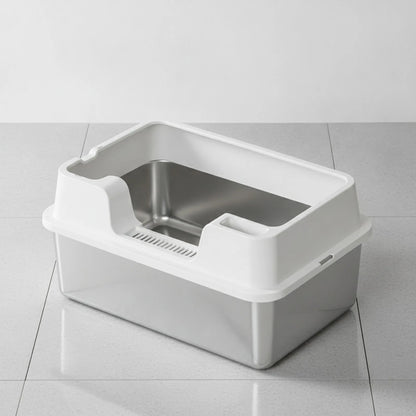 Litière Chat Fermée Inox Anti-Odeur & Anti-Projection